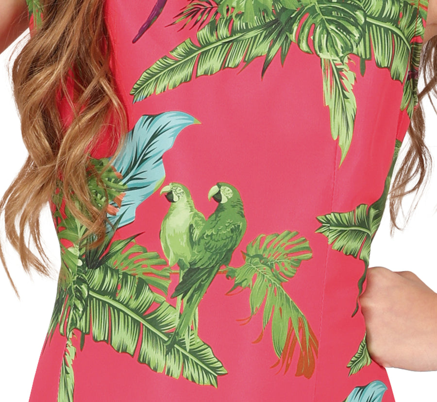 GP78431 – Sommerparadies Kleid Papagei Blumen Tropisch – Größe: 98/104, 110/116, 128/134, 140/146 – Farbe: Pink, Ansicht 2