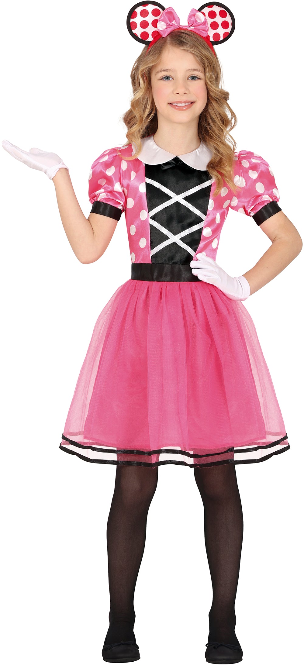 GP78435 – Maus Karneval Kostüm Rosa Punkte – Größe: 98/104, 110/116, 128/134 – Farbe: Pink