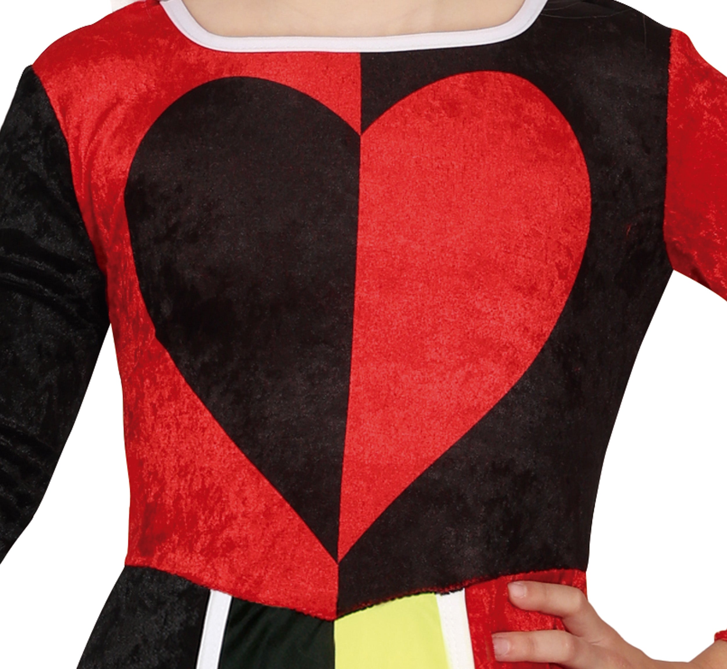 GP78449 – Märchenkönigin Herz Kostüm Rot Schwarz – Größe: 110/116, 128/134, 140/146 – Farbe: Rot