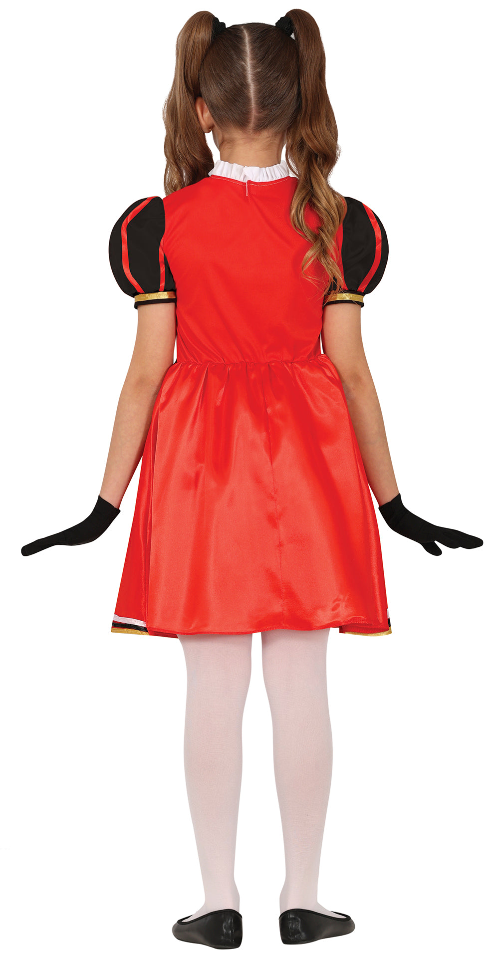 GP78465 – Märchenkönigin Kostüm Rot Schwarz Herzmotiv – Größe: 110/116, 128/134, 140/146 – Farbe: Rot