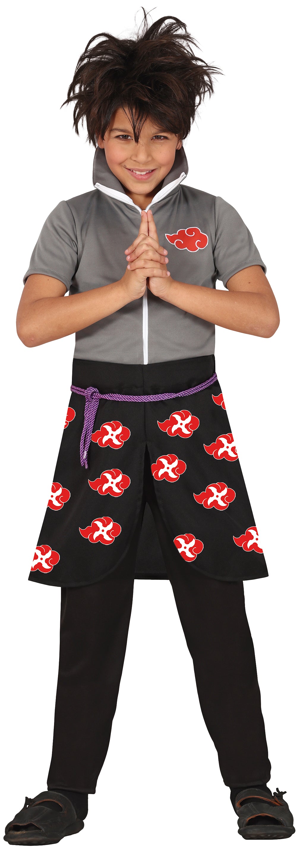 GP78496 – Ninja Krieger Outfit Kinder Anime – Größe: 110/116, 128/134, 140/146, 14 - 16 Jahre – Farbe: Schwarz