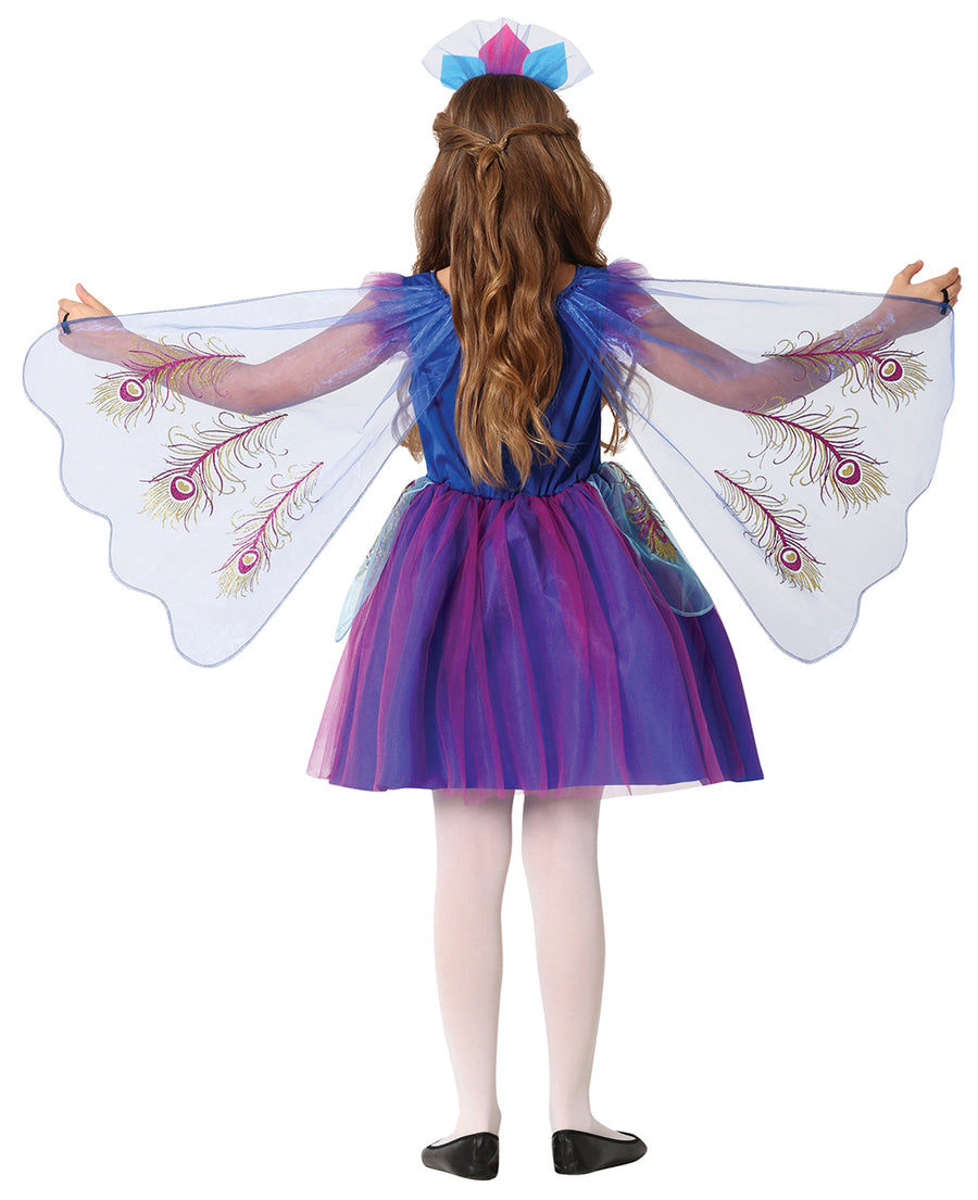 GP78528 – Pfau Flügel Fantasiekleid Karneval – Größe: 110/116, 128/134, 140/146 – Farbe: Blau, Ansicht 2