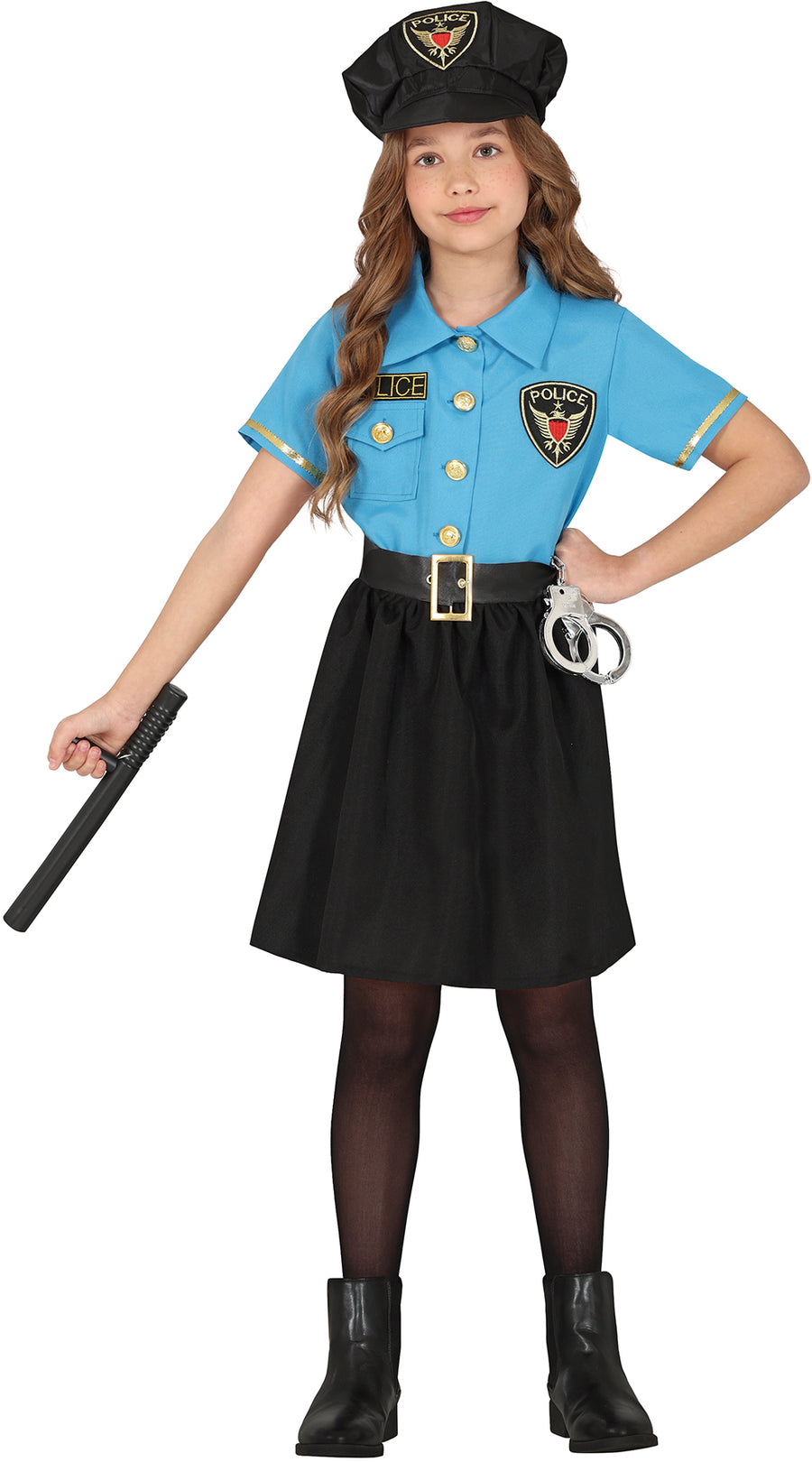 Polizistin Kostüm für Mädchen mit Mütze