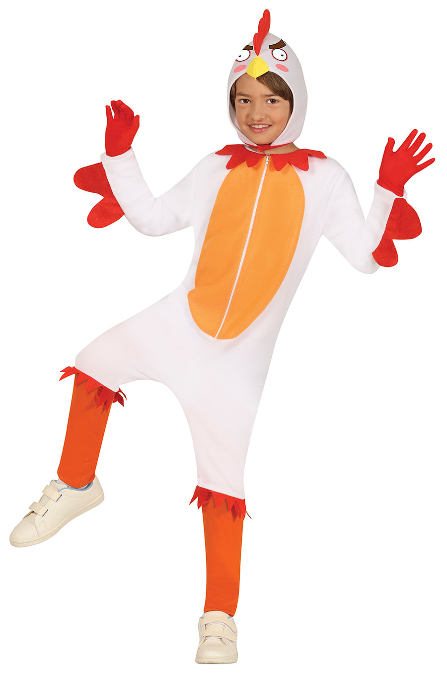 Huhn Kostüm für Kinder weiß mit Kapuze
