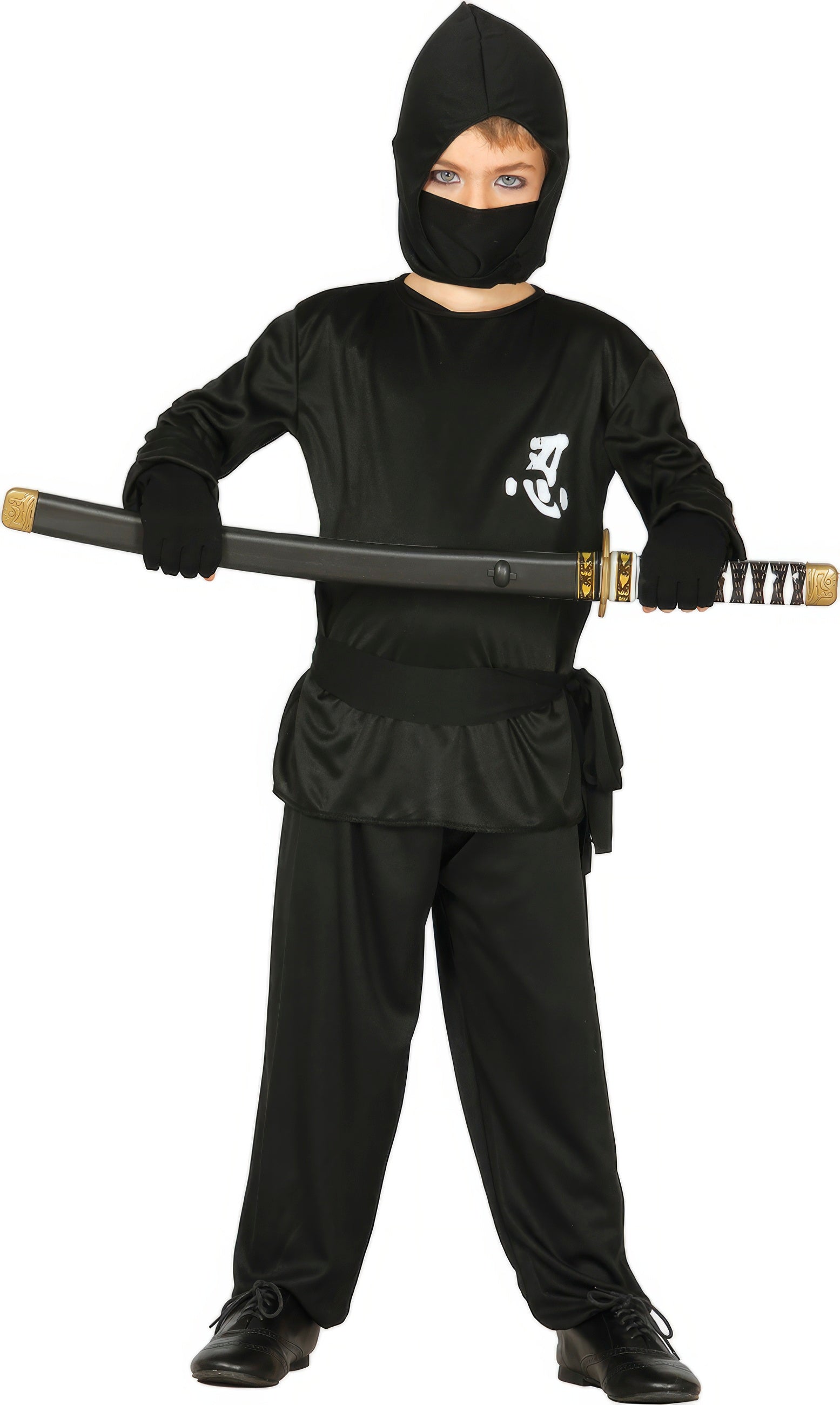 GP77320 – Ninja Kampfkunst Abenteurer Kinder Kostüm – Größe: 128/134 – Farbe: Schwarz