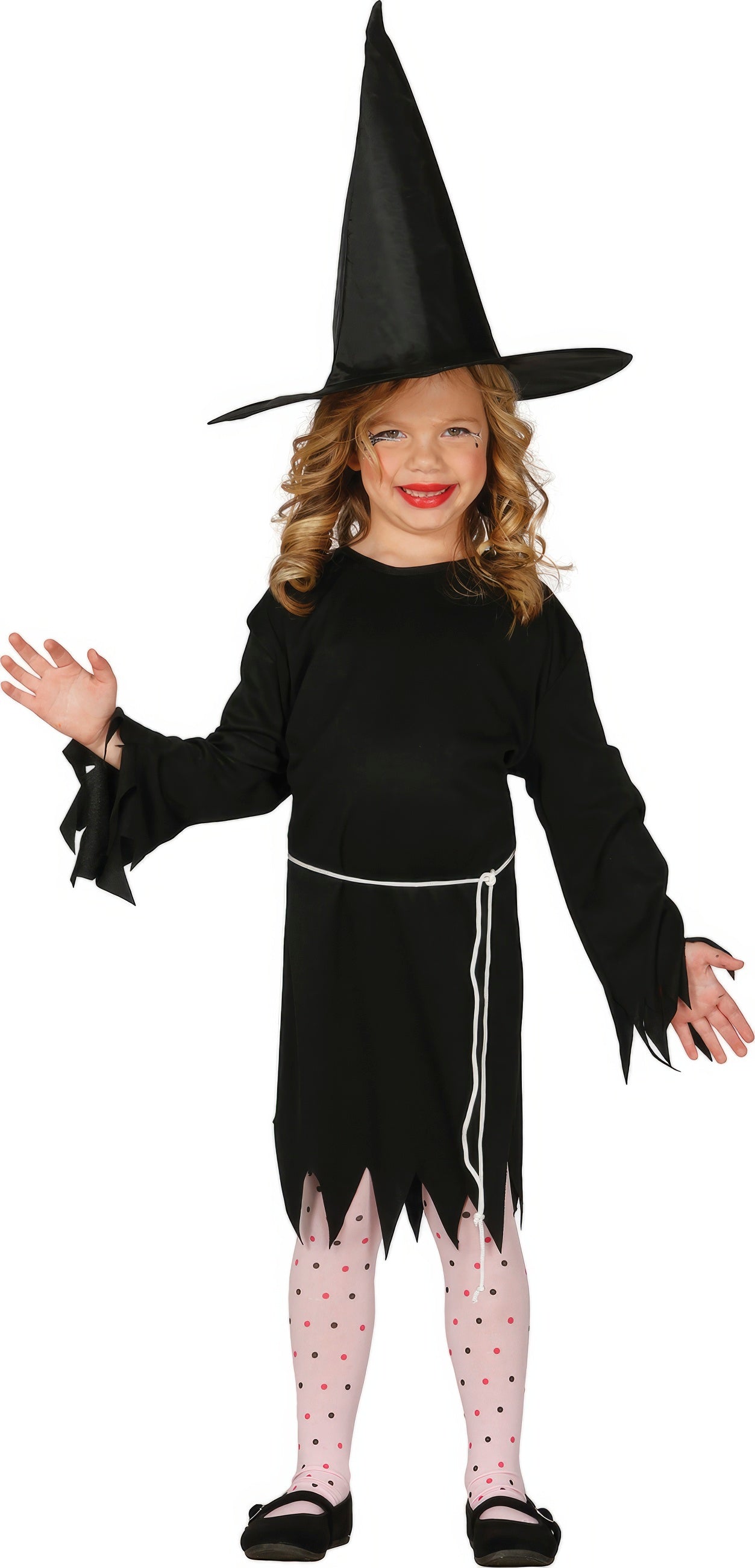 GP78581 – Hexe Halloween Kinderkostüm Zauberhafte – Größe: 98/104, 110/116, 128/134, 140/146 – Farbe: Schwarz