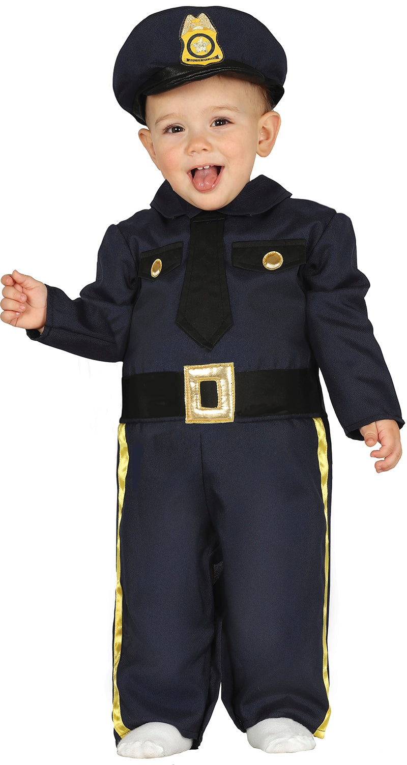 Polizist Kostüm für Babys mit Mütze