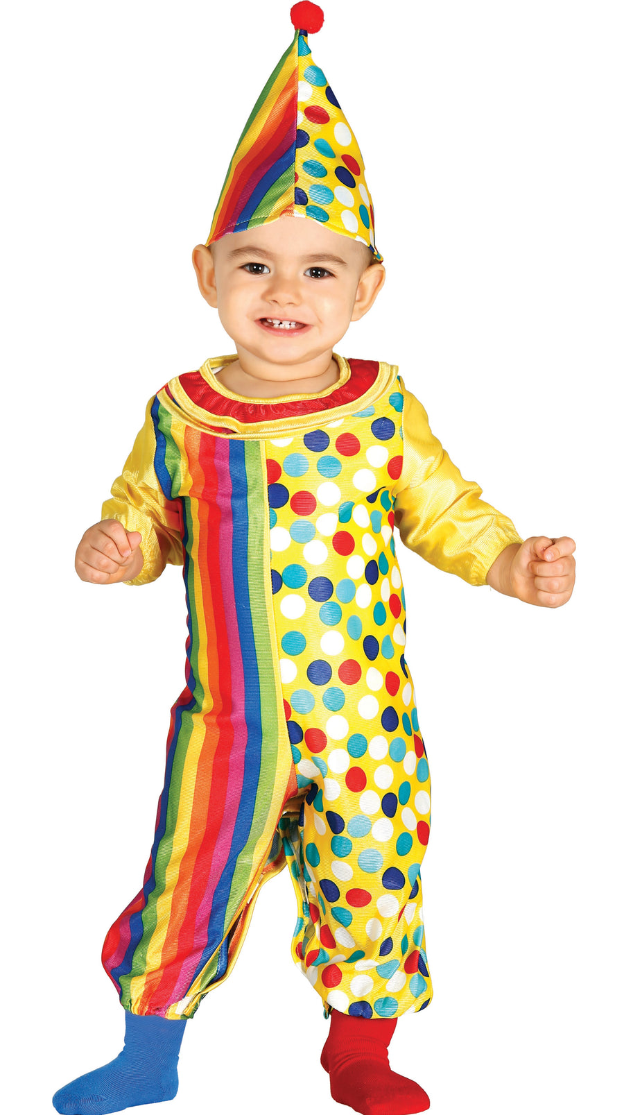 Clown Kostüm für Babys gelb mit Hut