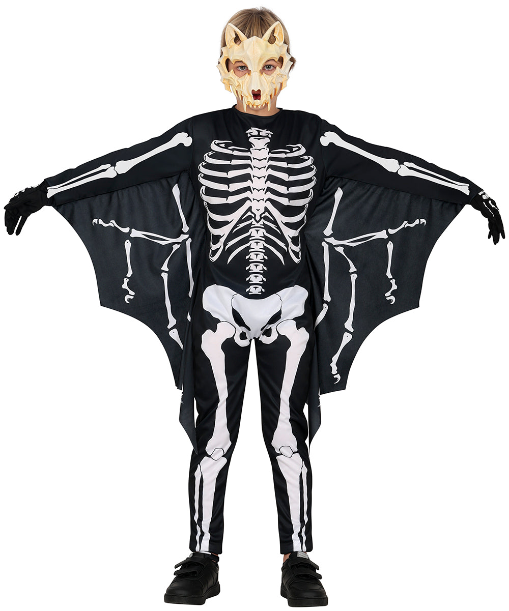 GP78614 – Skelett Fledermaus Flügel Kostüm Halloween – Größe: 110/116, 128/134 – Farbe: Schwarz
