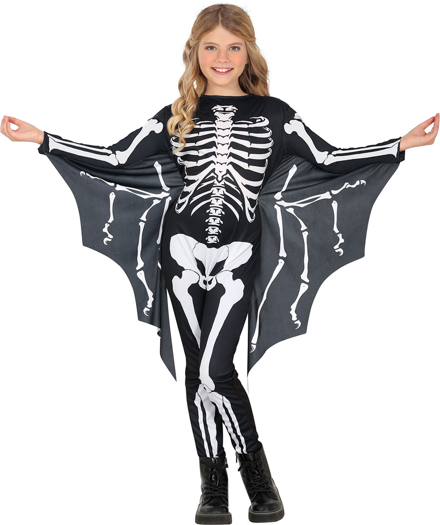 GP78614 – Skelett Fledermaus Flügel Kostüm Halloween – Größe: 110/116, 128/134 – Farbe: Schwarz, Ansicht 2