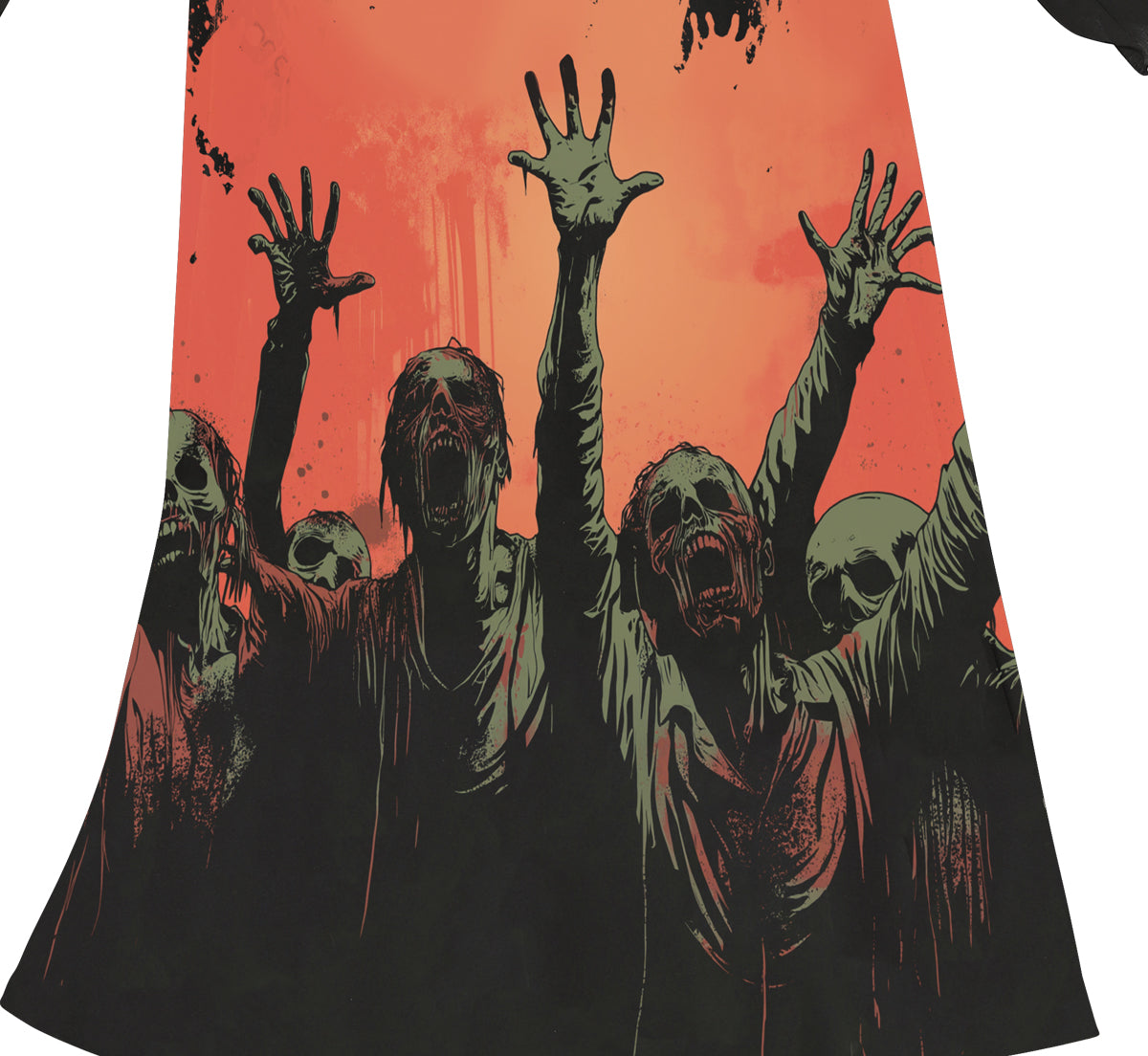 GP78620 – Zombie Halloween Gewand Kinderkostüm – Größe: 110/116, 128/134, 140/146 – Farbe: Schwarz / Rot