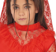 Rote Braut Kostüm für Mädchen mit Schleier, Bild 3
