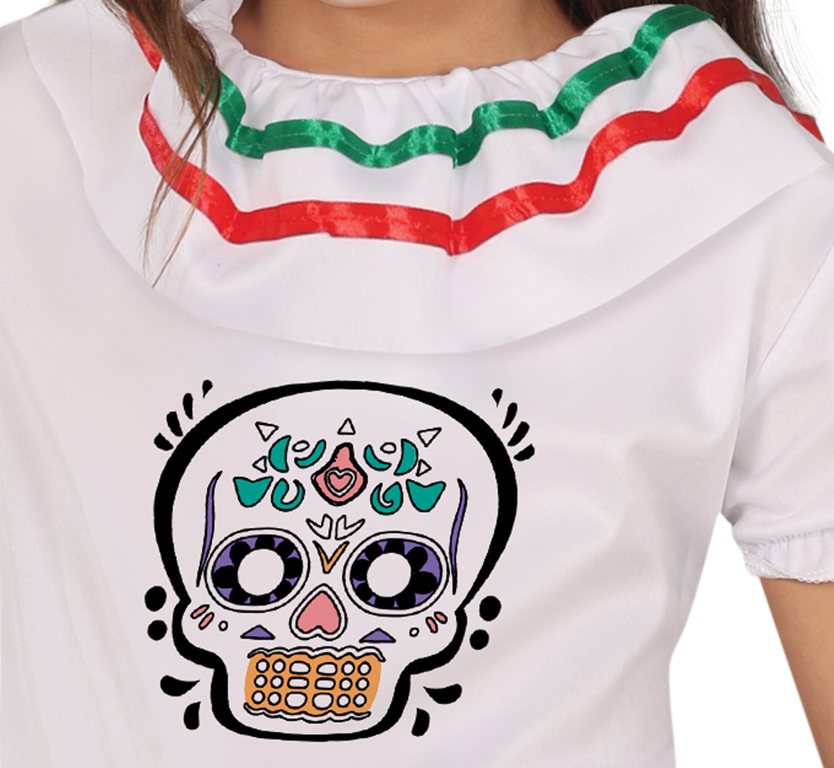 GP78670 – Tag Der Toten Catrina Kostüm – Größe: 110/116, 140/146 – Farbe: Weiß / Schwarz