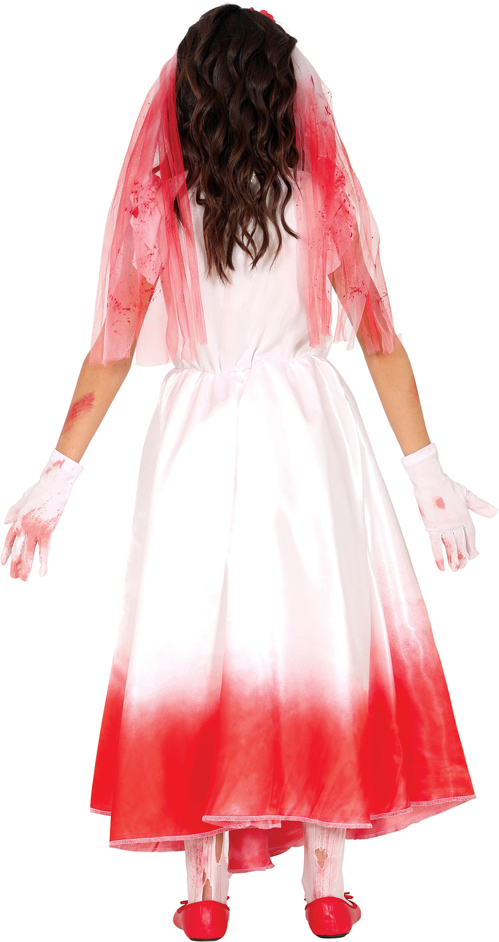 GP78676 – Halloween Braut Grusel Verkleidung – Größe: 110/116, 128/134 – Farbe: Weiß / Rot