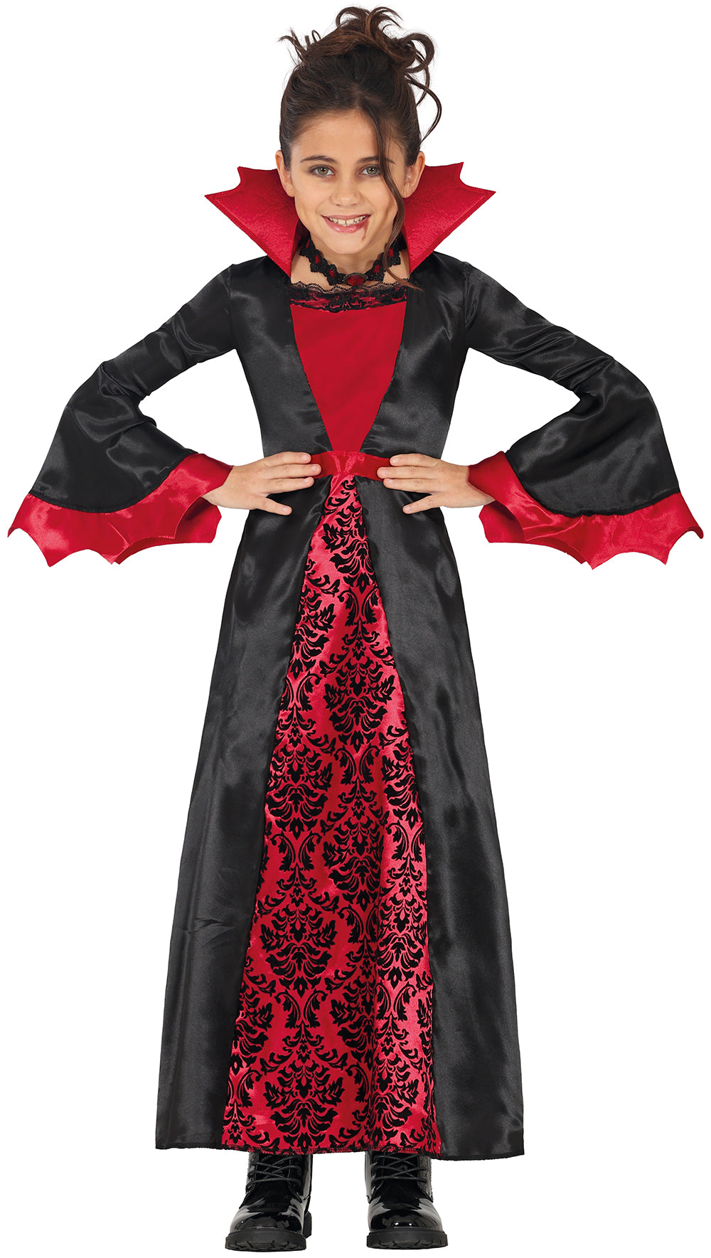 GP78679 – Vampir Halloween Gewand Mit Dramatischem – Größe: 110/116, 140/146 – Farbe: Schwarz / Grau