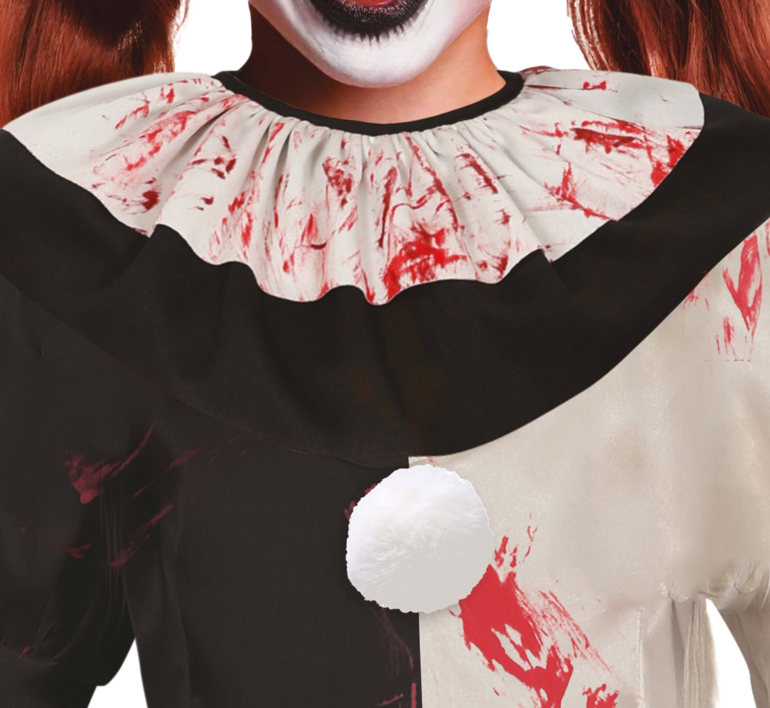 GP78698 – Clown Halloween Kostüm Unheimlich – Größe: 110/116, 128/134, 140/146 – Farbe: Weiß / Schwarz
