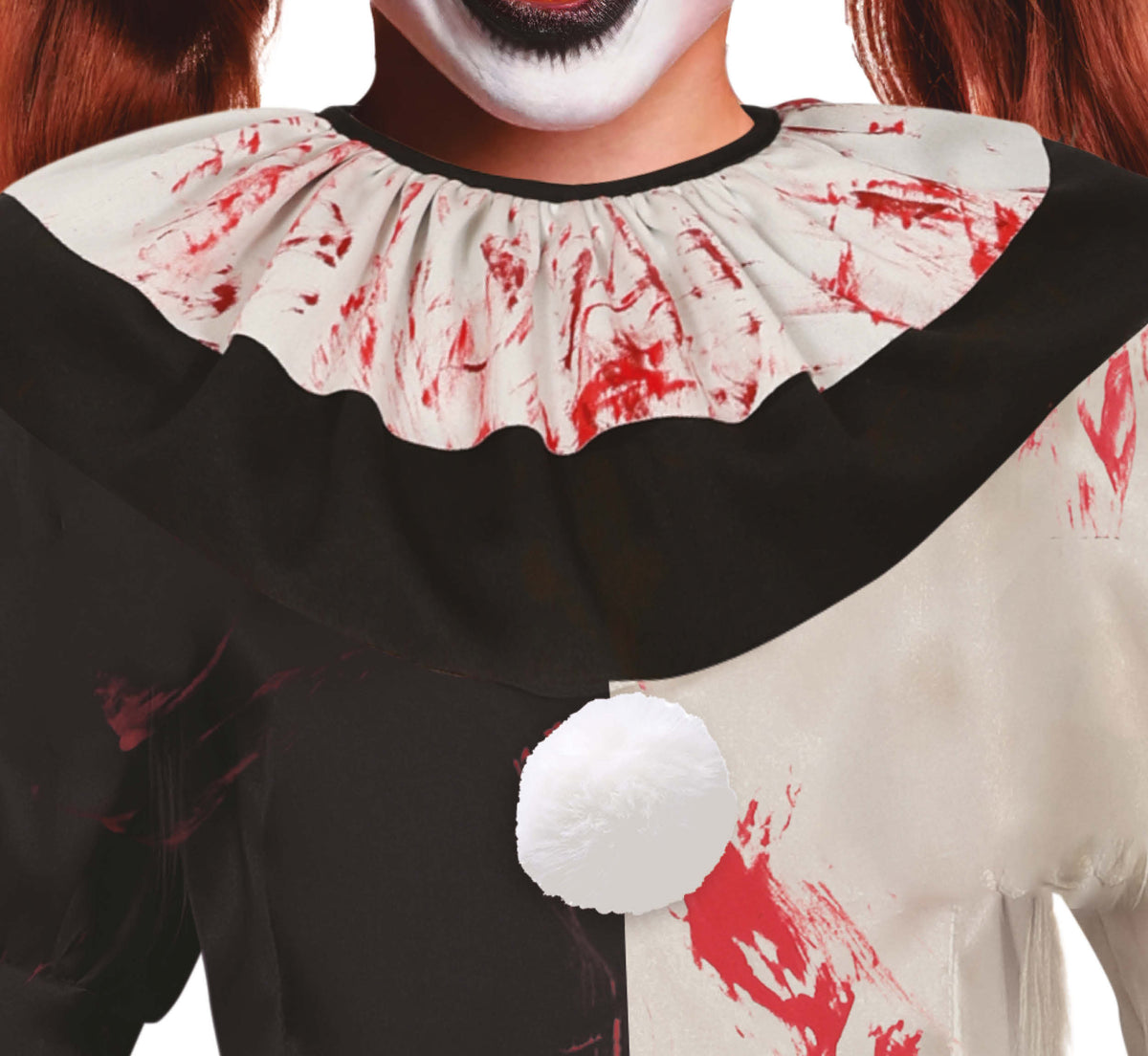 GP78698 – Clown Halloween Kostüm Unheimlich – Größe: 110/116, 128/134, 140/146 – Farbe: Weiß / Schwarz