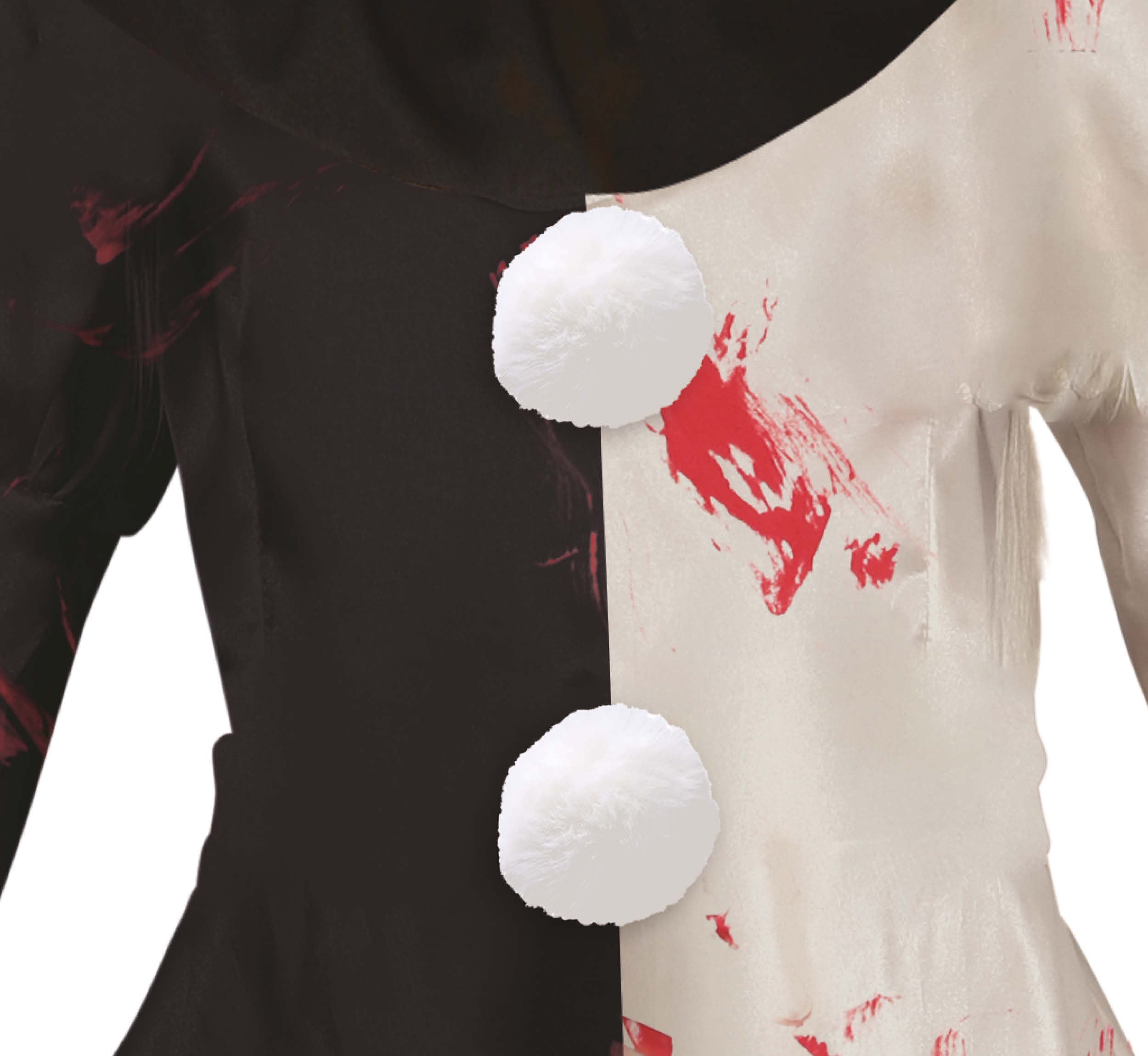 GP78698 – Clown Halloween Kostüm Unheimlich – Größe: 110/116, 128/134, 140/146 – Farbe: Weiß / Schwarz