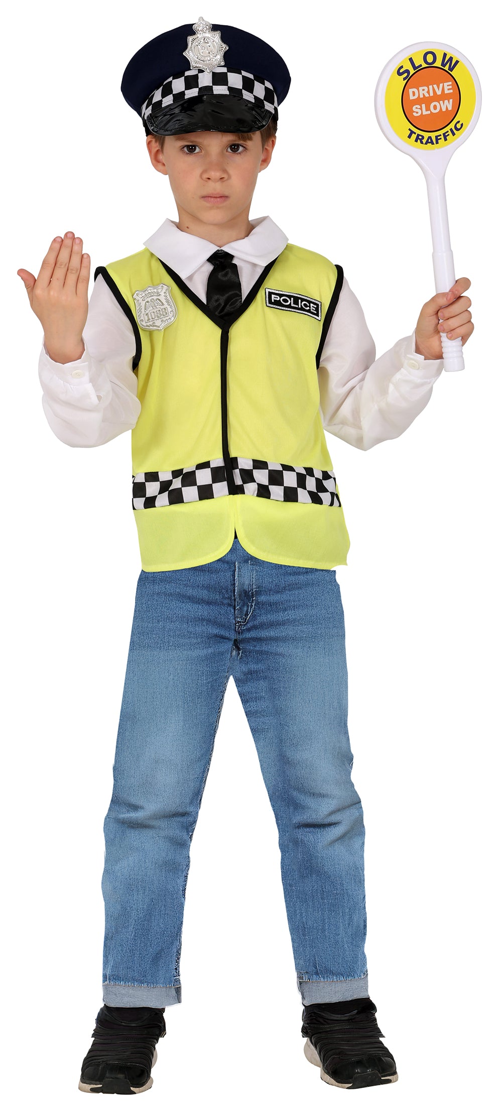 GP78704 – Polizei Einsatztrupp Kostüm Kinder – Größe: 110/116, 128/134, 140/146 – Farbe: Gelb / Weiß