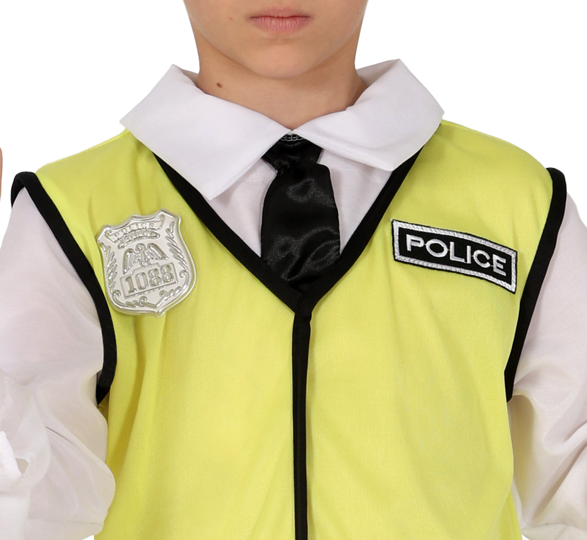 GP78704 – Polizei Einsatztrupp Kostüm Kinder – Größe: 110/116, 128/134, 140/146 – Farbe: Gelb / Weiß