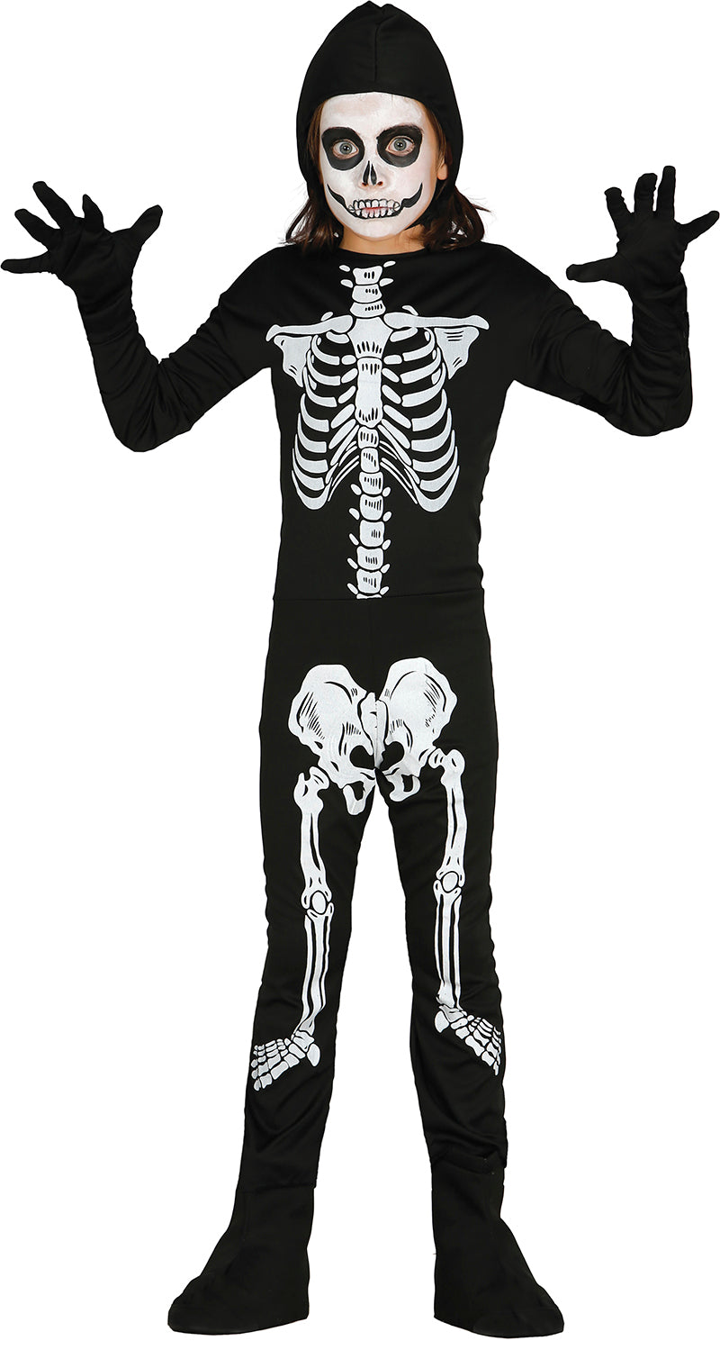 GP78711 – Skelett Halloween Jumpsuit Kostüm – Größe: 140/146 – Farbe: Schwarz
