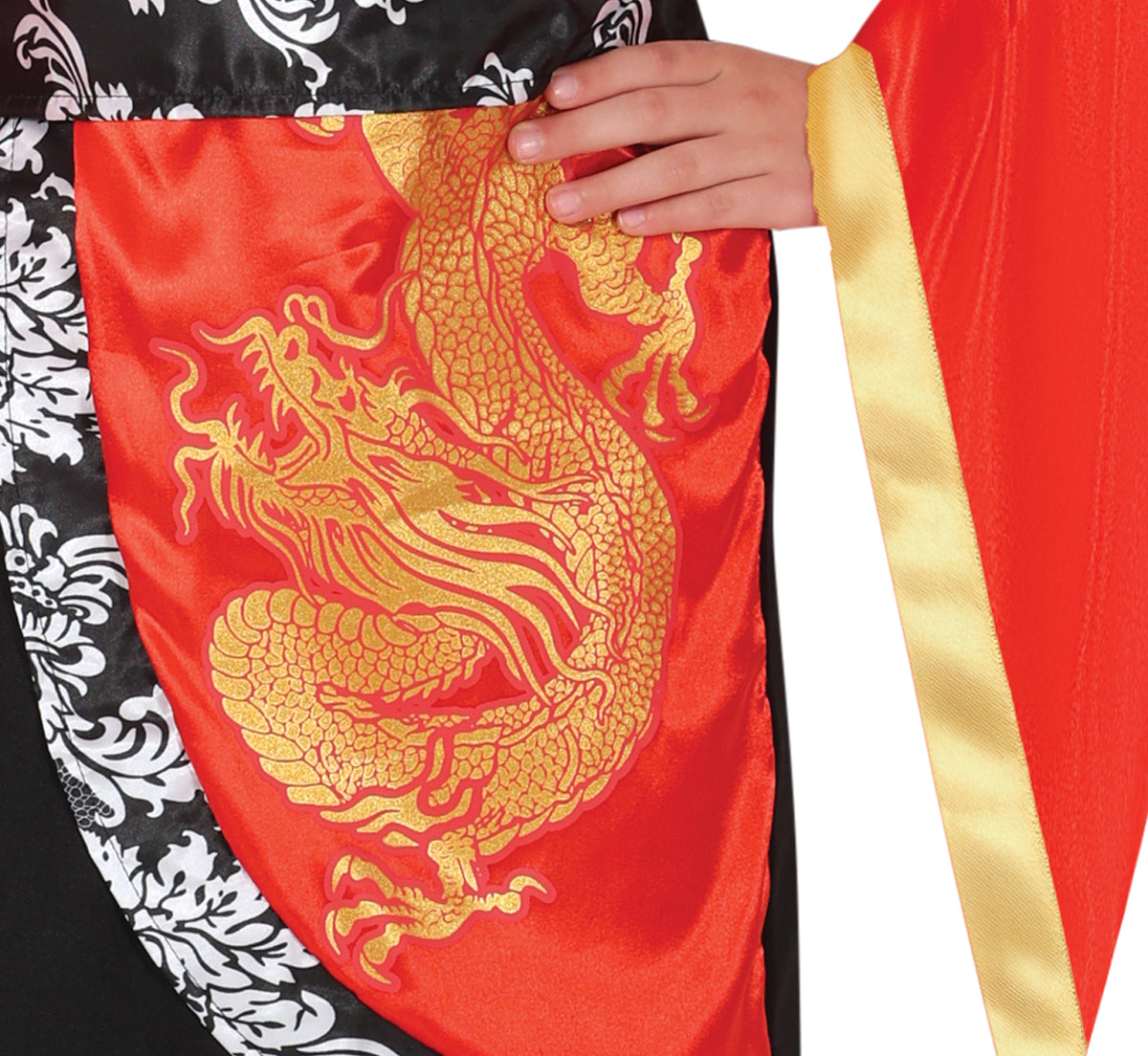 GP78754 – Asiatische Drachenkrieger Outfit Robe – Größe: 110/116, 128/134, 140/146 – Farbe: Rot / Schwarz