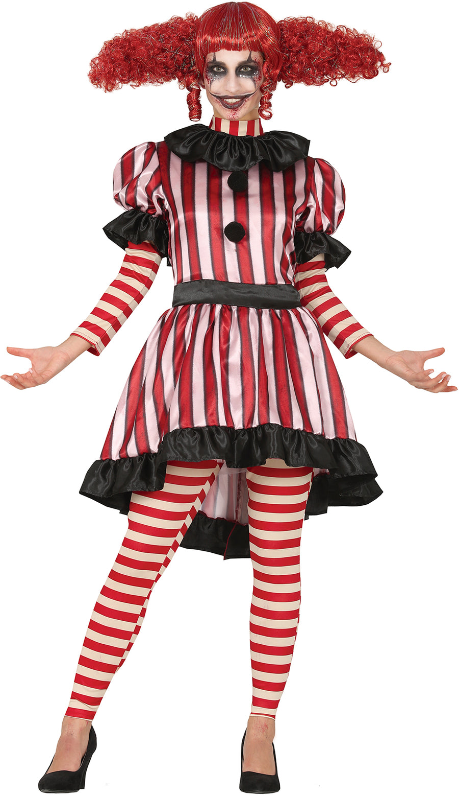 Horror Clown Kostüm für Damen gestreift