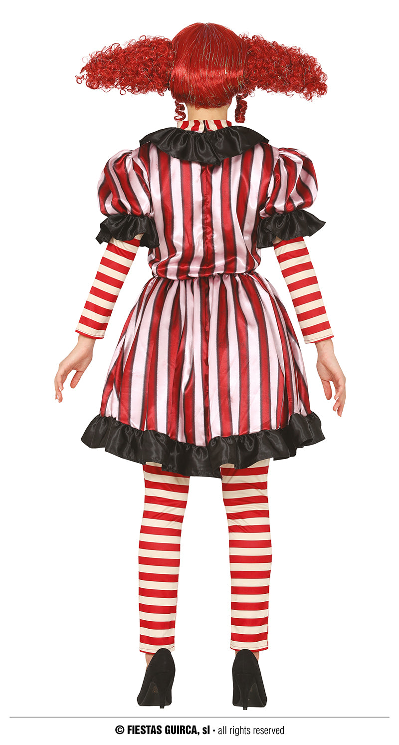 GP79021 – Clown Halloween Streifen Kostüm Rot Schwarz – Größe: 38 - 40 (M) – Farbe: Schwarz