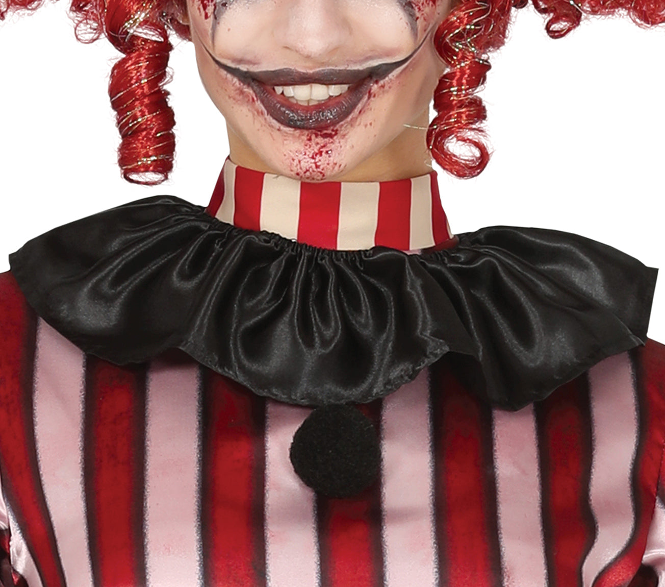 GP79021 – Clown Halloween Streifen Kostüm Rot Schwarz – Größe: 38 - 40 (M) – Farbe: Schwarz