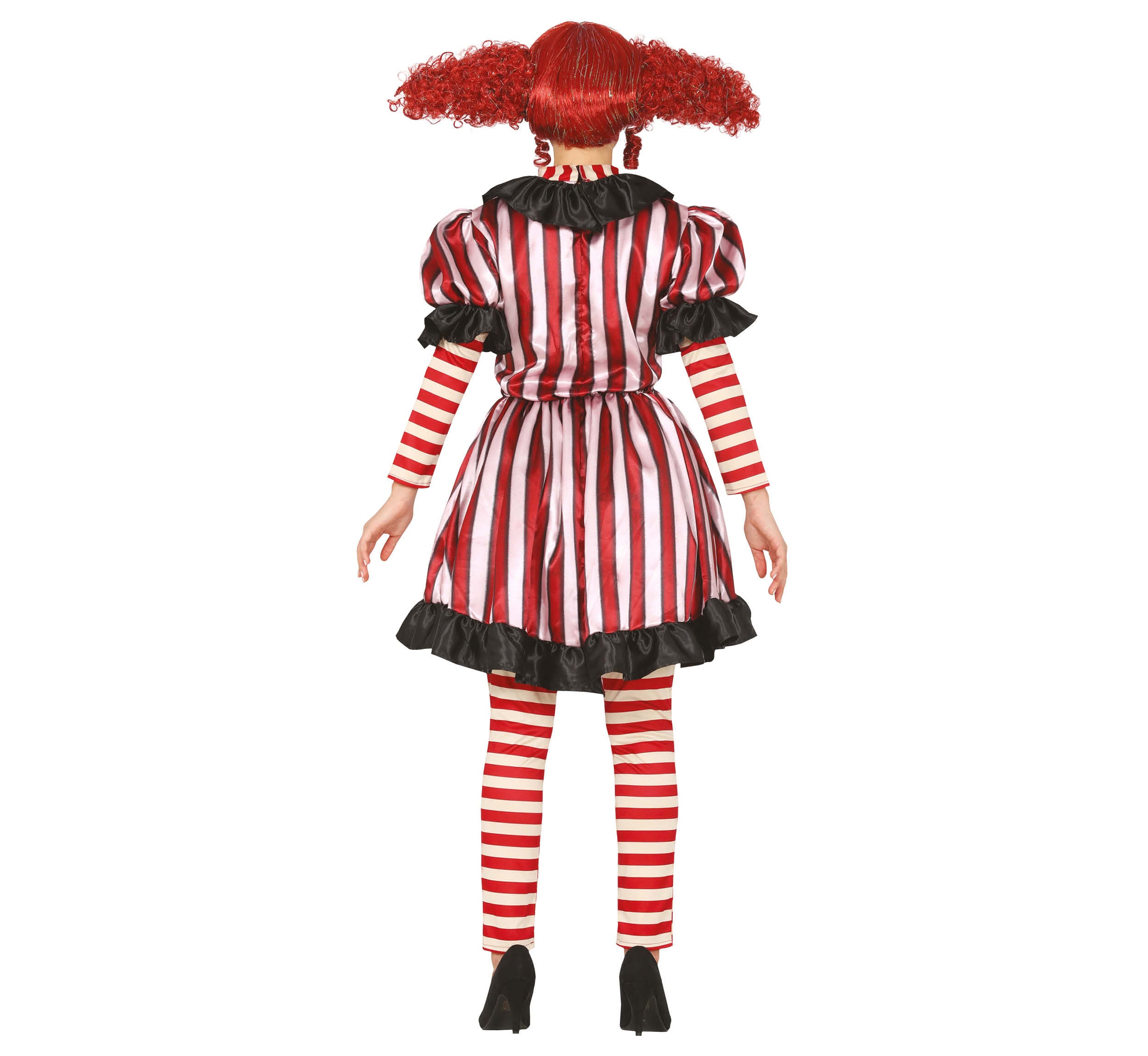 GP79021 – Clown Halloween Streifen Kostüm Rot Schwarz – Größe: 42 - 44 (L) – Farbe: Schwarz