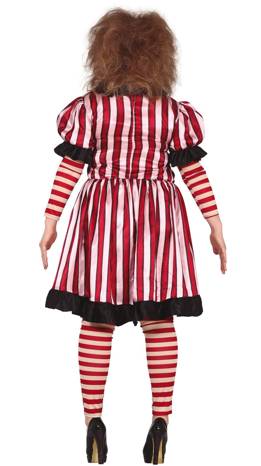 GP79021 – Clown Halloween Streifen Kostüm Rot Schwarz – Größe: 44 - 46 (XL) – Farbe: Schwarz