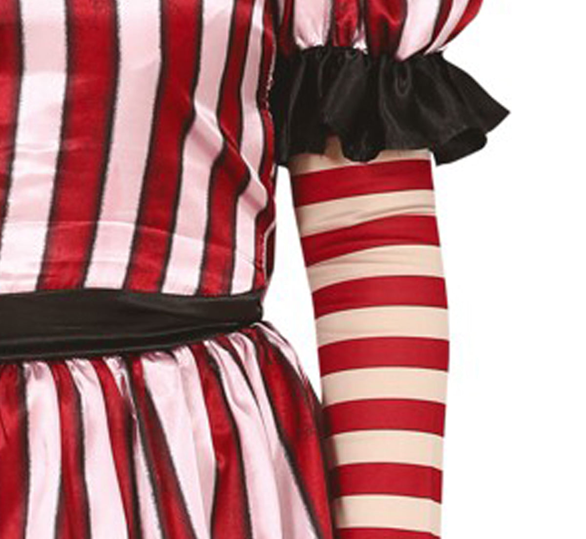 GP79021 – Clown Halloween Streifen Kostüm Rot Schwarz – Größe: 44 - 46 (XL) – Farbe: Schwarz