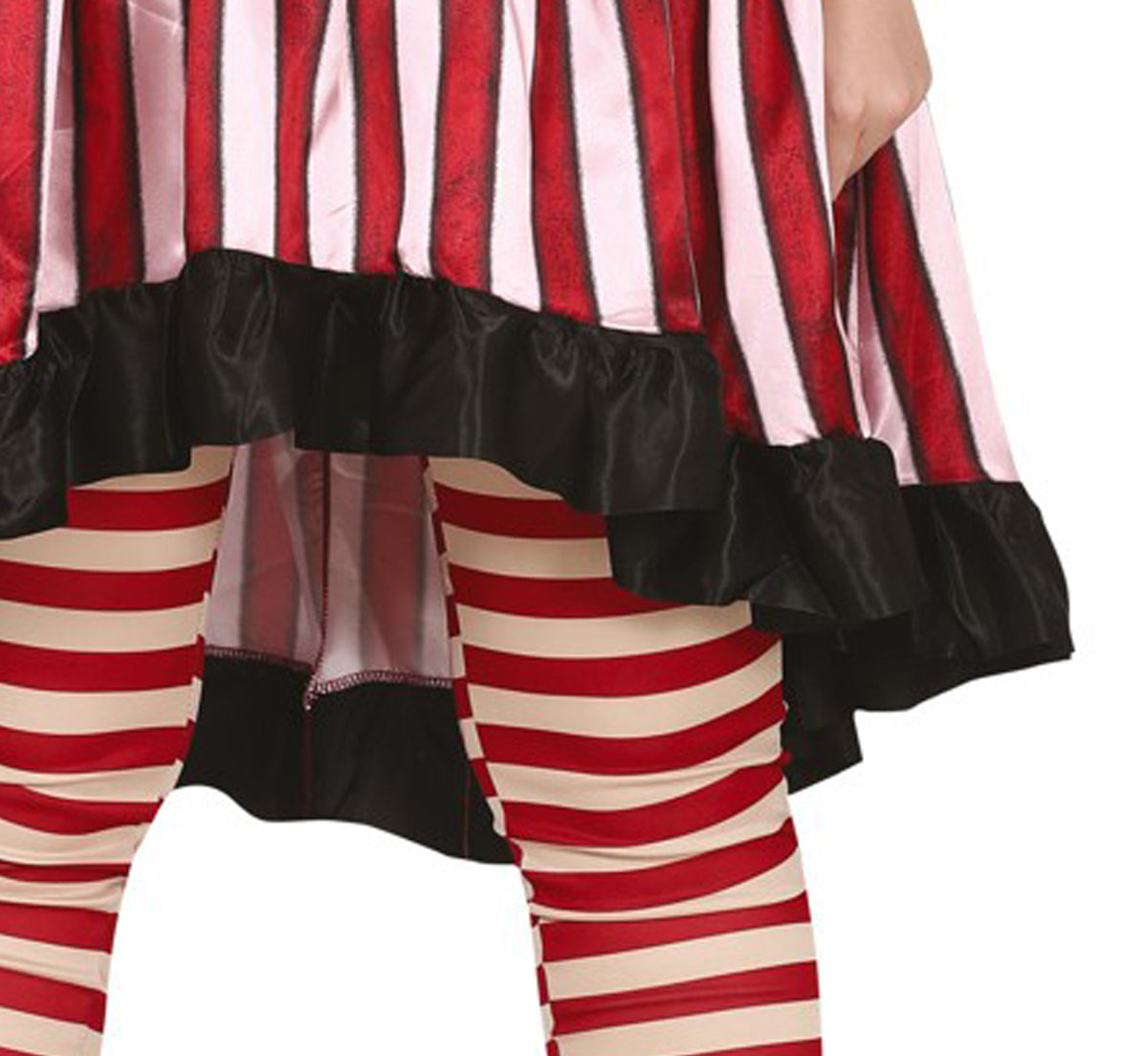 GP79021 – Clown Halloween Streifen Kostüm Rot Schwarz – Größe: 44 - 46 (XL) – Farbe: Schwarz