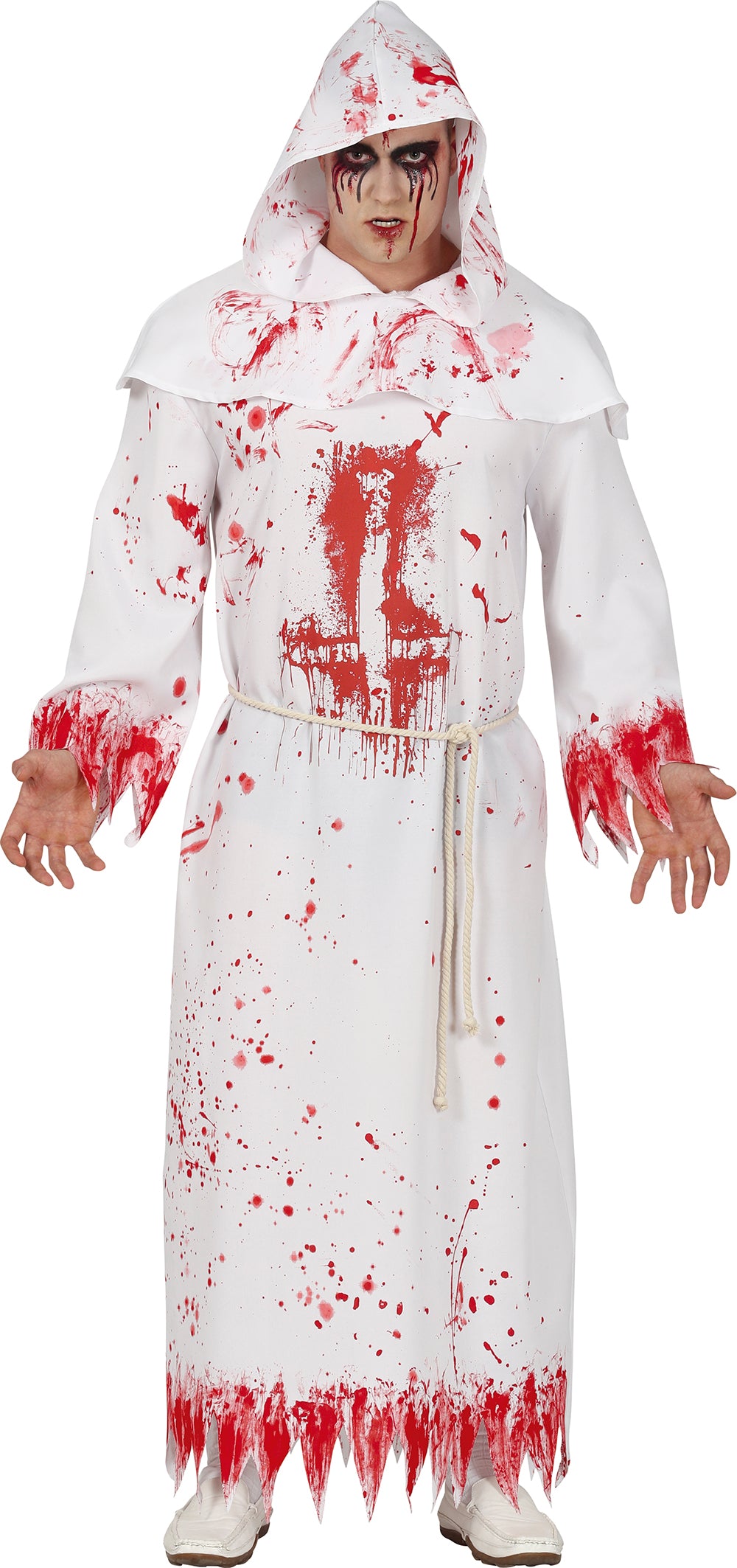 GP79075 – Halloween Mystischer Mönch Blutflecken – Größe: 52 - 54 (L) – Farbe: Weiß