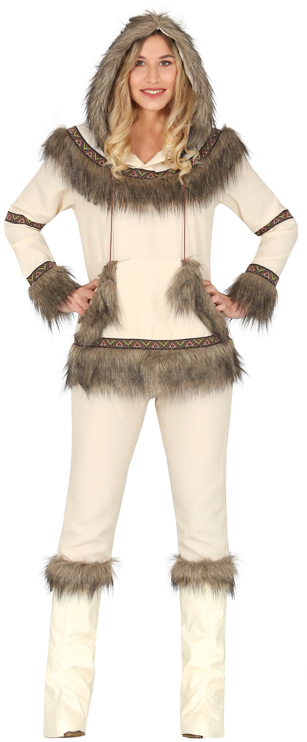 GP79143 – Weltkulturen Eskimo Karneval Kostüm – Größe: 36 - 38 (S), 38 - 40 (M), 42 - 44 (L) – Farbe: Beige
