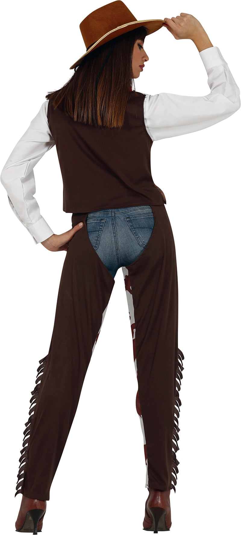 GP79148 – Cowgirl Abenteuer Weste Halstuch – Größe: 38 - 40 (M), 36 - 38 (S) – Farbe: Braun