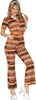 GP79150 – 70S Hippie Jumpsuit Karneval Retro Look – Größe: 36 - 38 (S) – Farbe: Braun