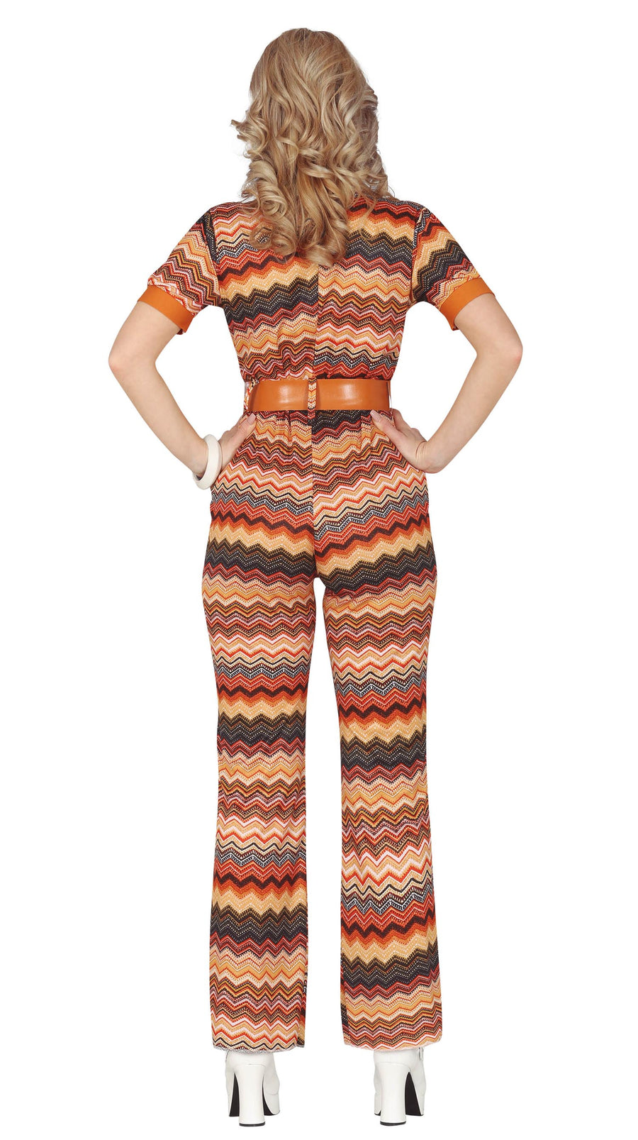 GP79150 – 70S Hippie Jumpsuit Karneval Retro Look – Größe: 36 - 38 (S) – Farbe: Braun, Ansicht 2