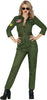 GP79187 – Militär Flieger Overall Karneval Kostüm – Größe: 38 - 40 (M) – Farbe: Grün