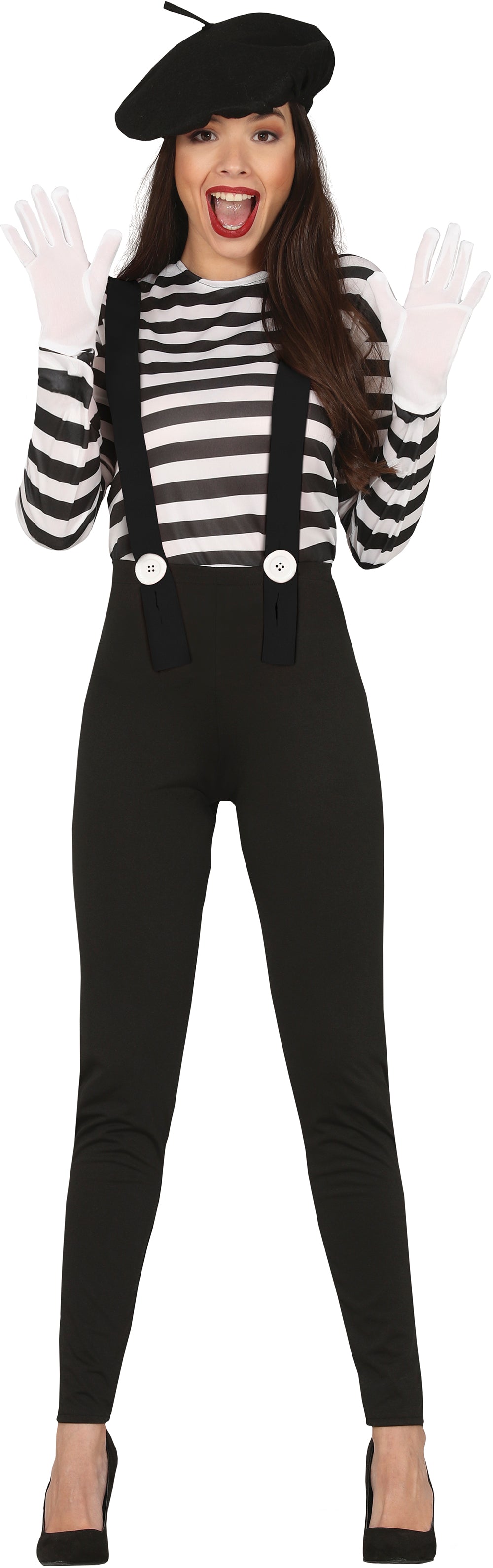 GP79200 – Clown Pantomime Kostüm Schwarz Weiß – Größe: 42 - 44 (L) – Farbe: Schwarz