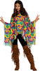 GP79223 – Hippie Karneval Poncho Set Bunte Fransen – Größe: 42 - 44 (L) – Farbe: Mehrfarbig