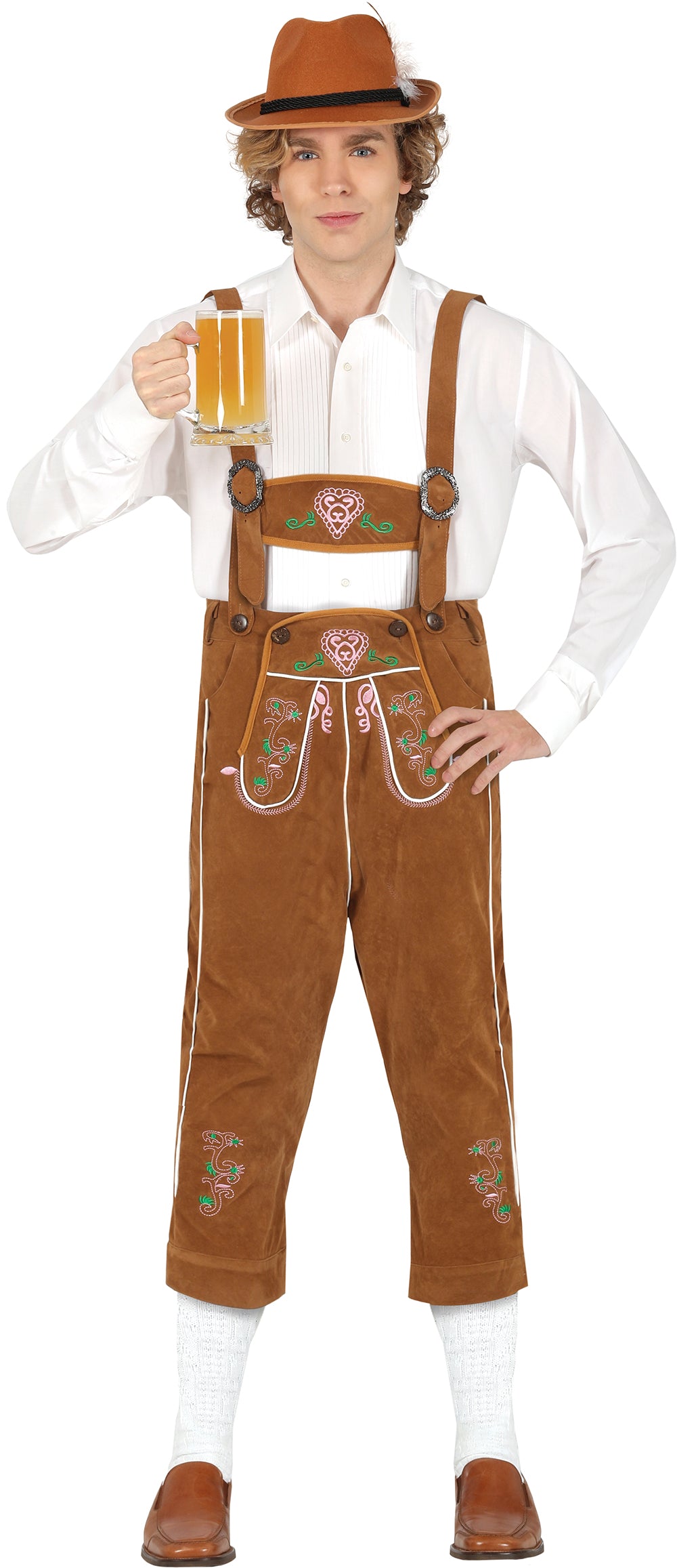 GP79242 – Oktoberfest Tracht Klassische Lederhosen – Größe: 48 - 50 (M), 52 - 54 (L) – Farbe: Weiß