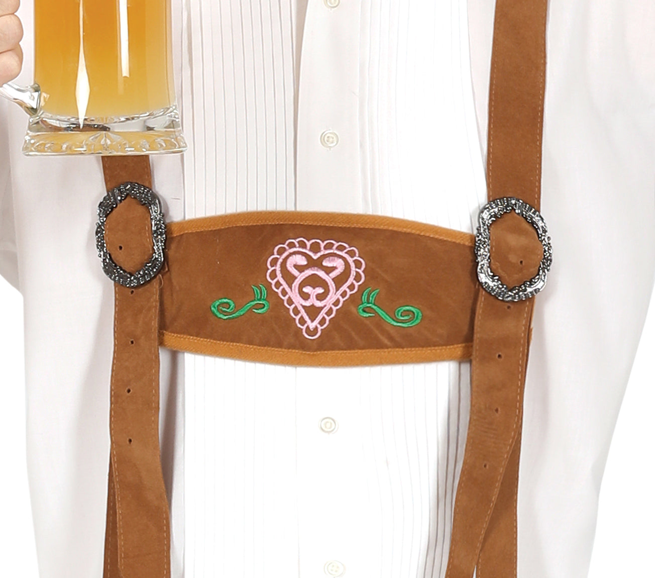 GP79242 – Oktoberfest Tracht Klassische Lederhosen – Größe: 48 - 50 (M), 52 - 54 (L) – Farbe: Weiß