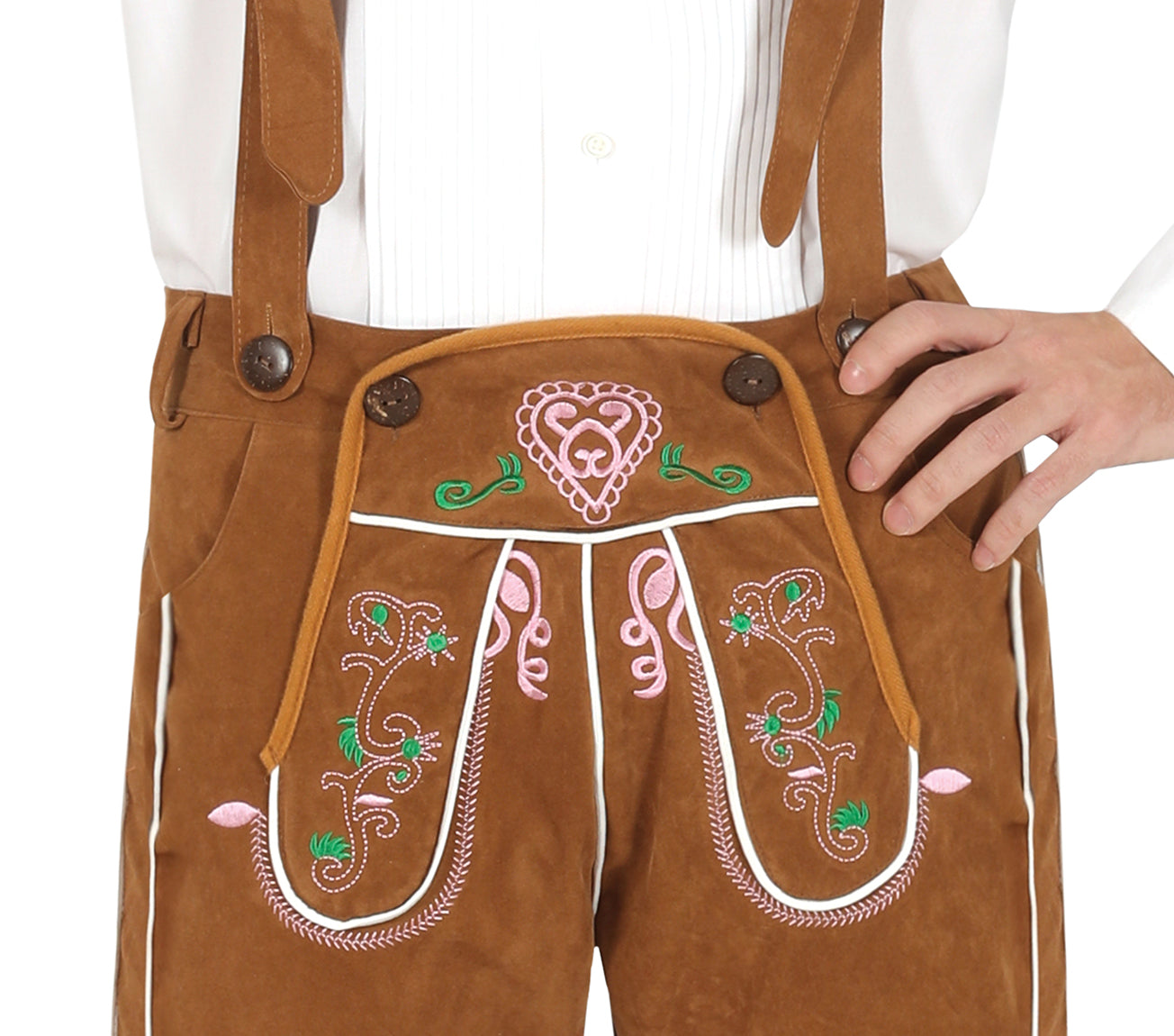 GP79242 – Oktoberfest Tracht Klassische Lederhosen – Größe: 48 - 50 (M), 52 - 54 (L) – Farbe: Weiß