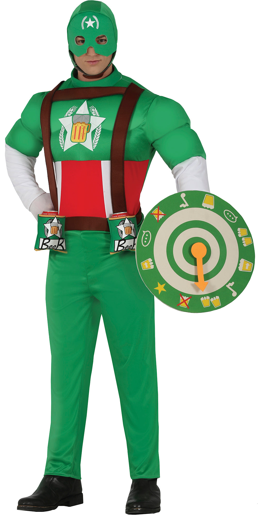 GP79261 – Superhelden Abenteuerfigur Bierkostüm – Größe: 48 - 50 (M) – Farbe: Grün