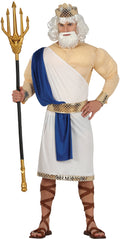 Poseidon Kostüm für Herren mit Krone weiß