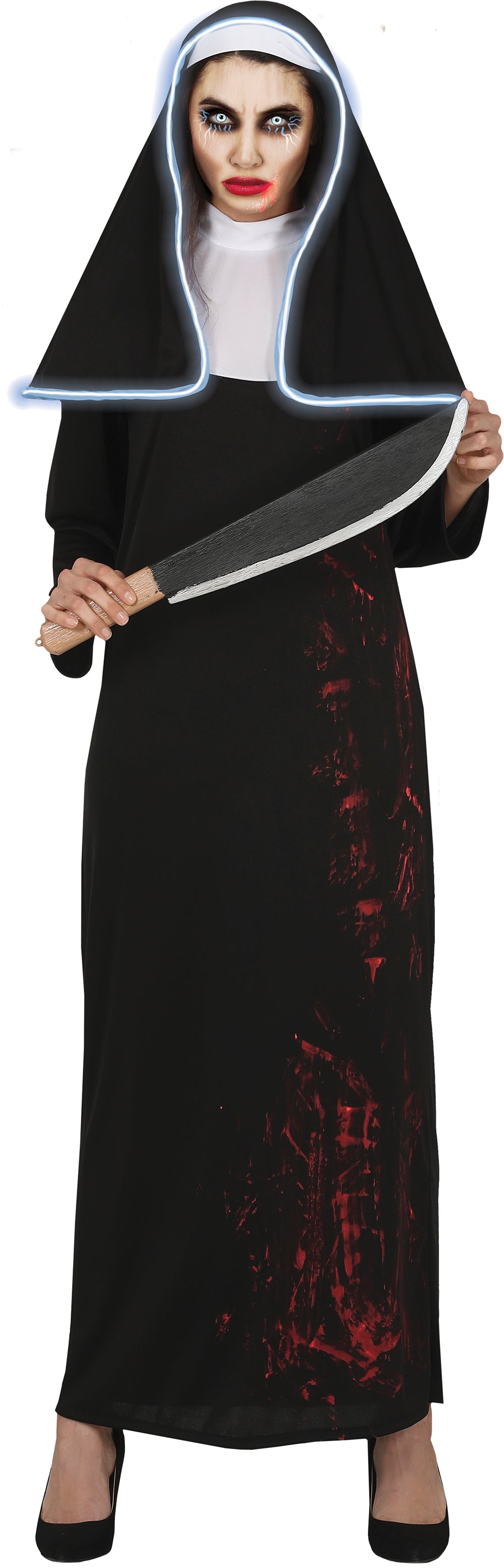 GP79325 – Halloween Nonne Kostüm Spuk Kloster Geist Grusel – Größe: 42 - 44 (L) – Farbe: Schwarz