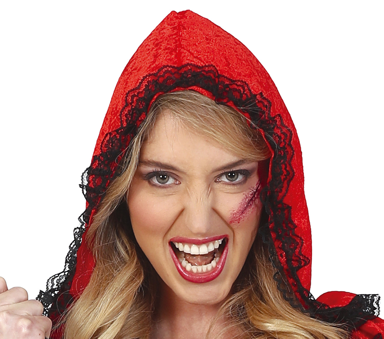 GP79334 – Märchengestalt Halloween Rot Kapuze Hexen – Größe: 38 - 40 (M) – Farbe: Rot