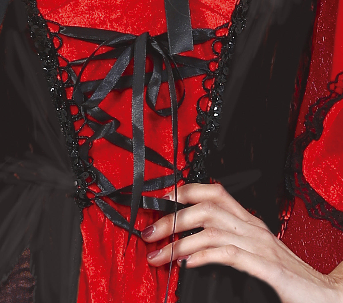 GP79334 – Märchengestalt Halloween Rot Kapuze Hexen – Größe: 38 - 40 (M) – Farbe: Rot