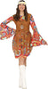 GP79379 – Hippies Kostüm Bunt 60s Kleid Karneval – Größe: 38 - 40 (M) – Farbe: Braun